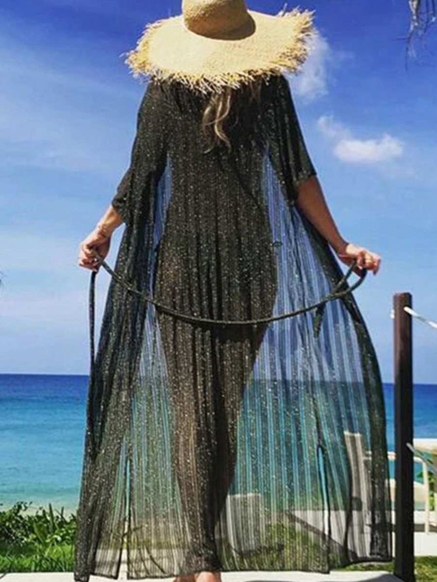 Black Crochet Trim Maxi Cover Up