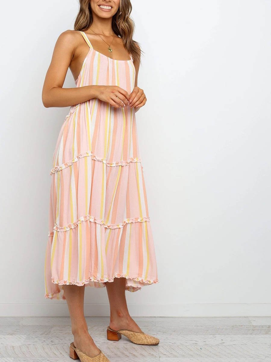 Rainbow Sling Midi Dress