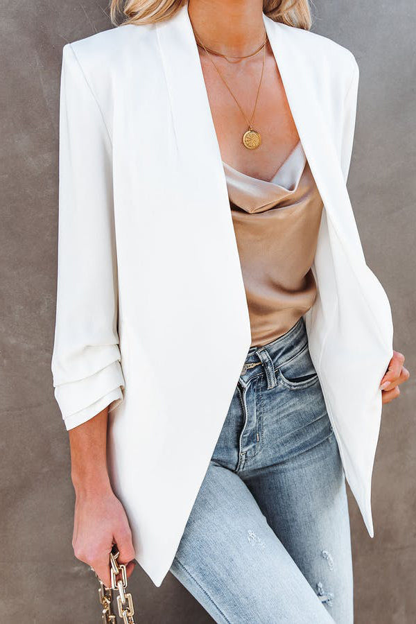 Solid Pocket Suit Coat