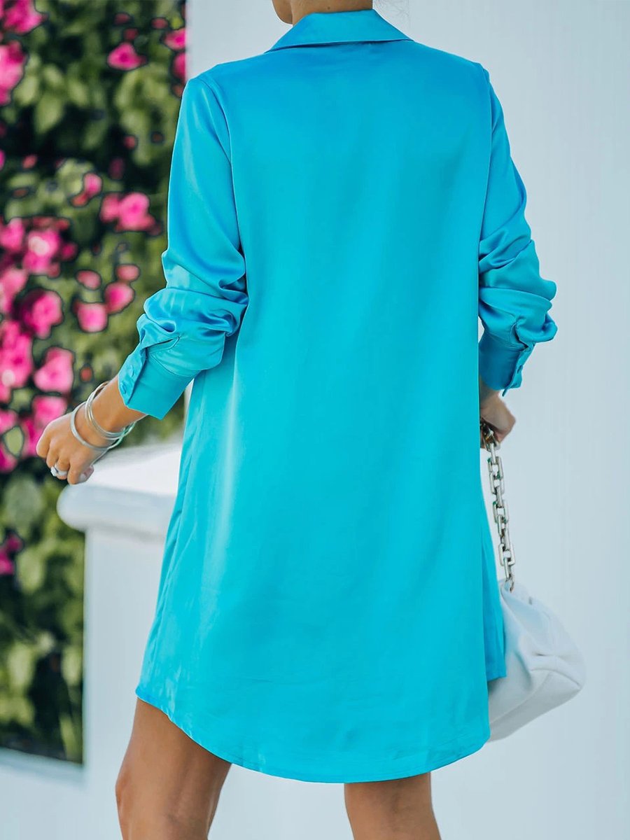 Sure Thing Satin Collared Drape Mini Dress