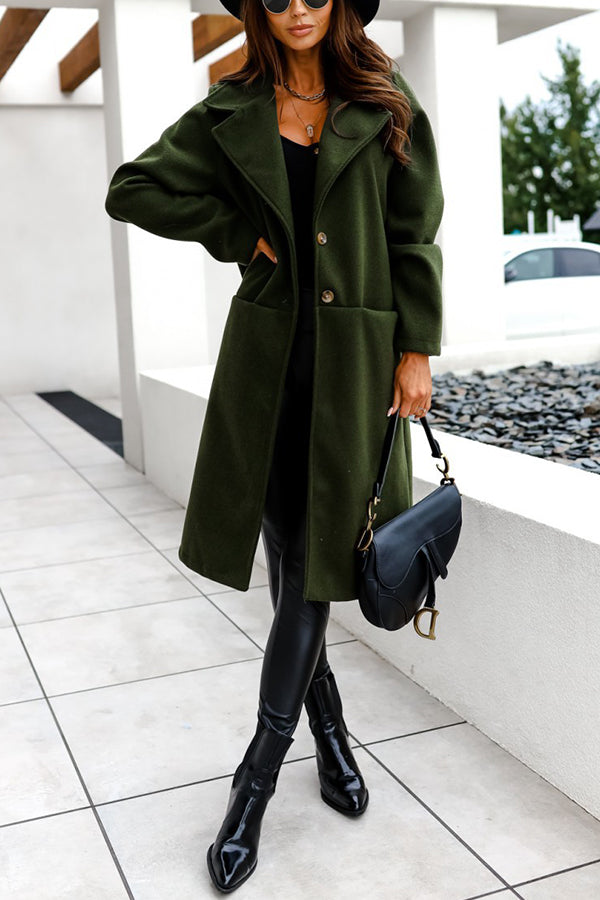Elegant Coat with Plain Pockets