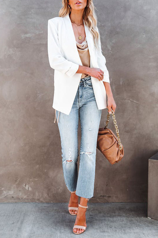 Solid Pocket Suit Coat