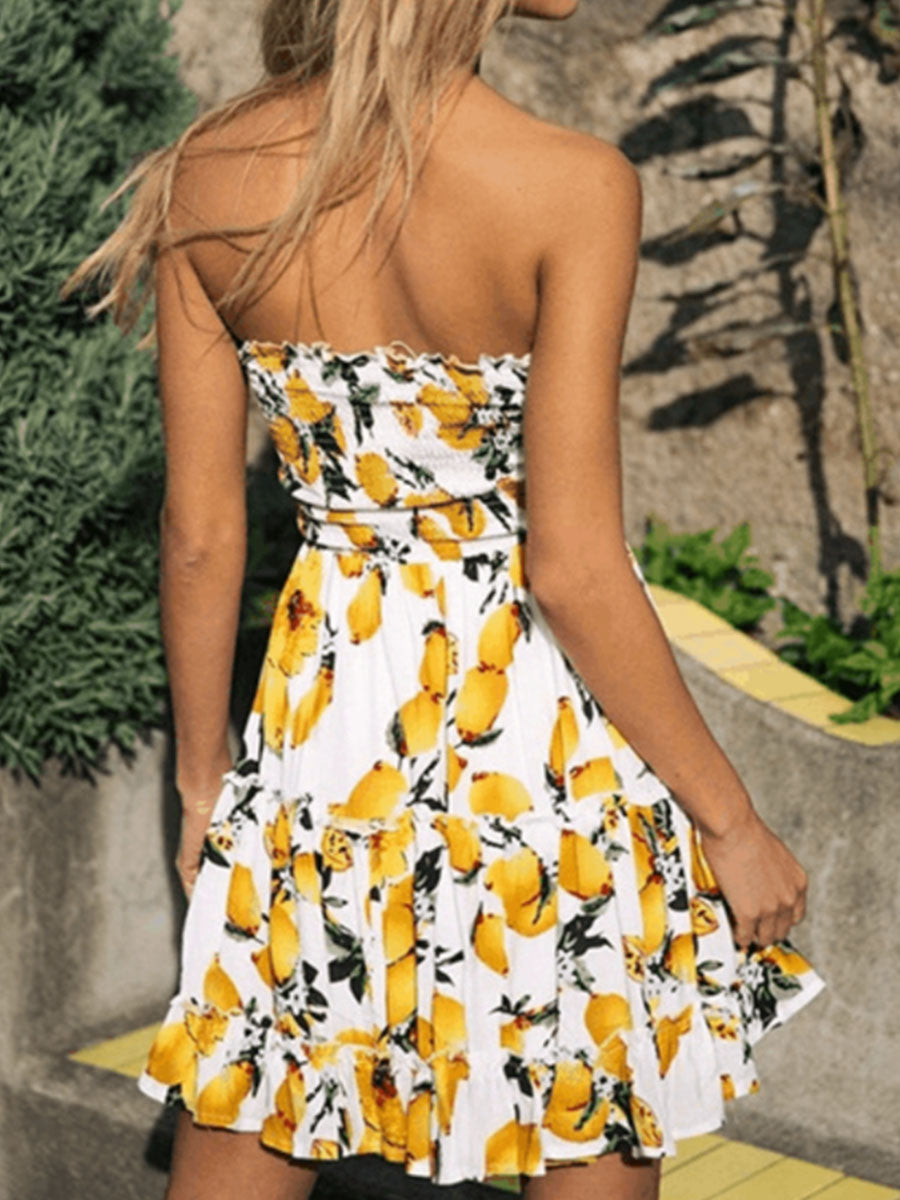 Lemon Tree Smocked Bandeau Mini Dress