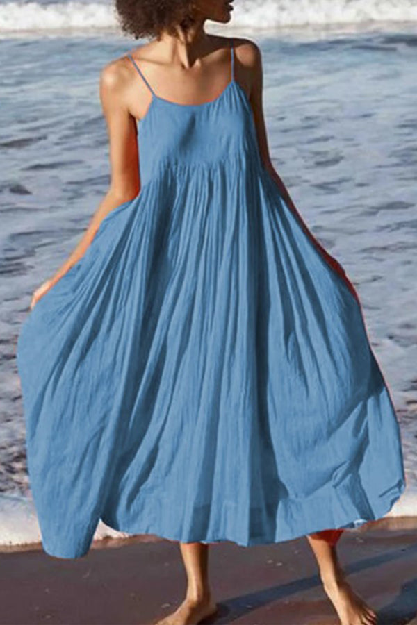 Summer Spaghetti Cotton Holiday Boho Maxi Dresses