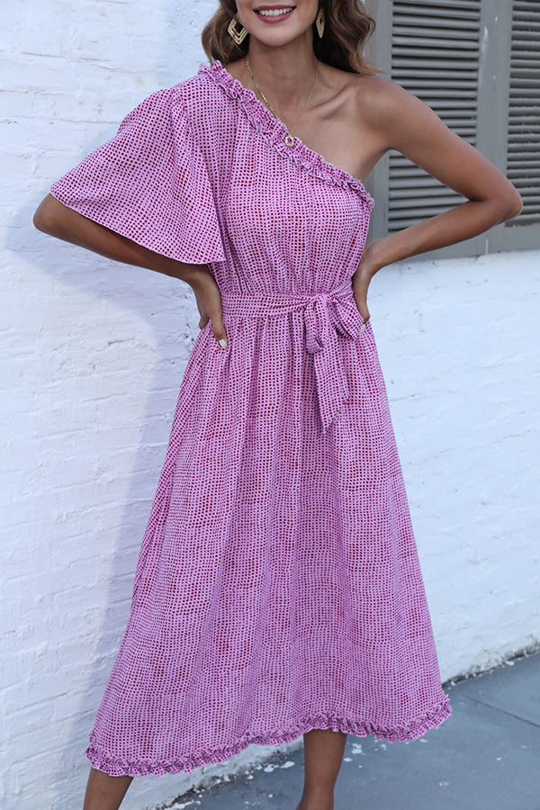 New Solid Diagonal Dress