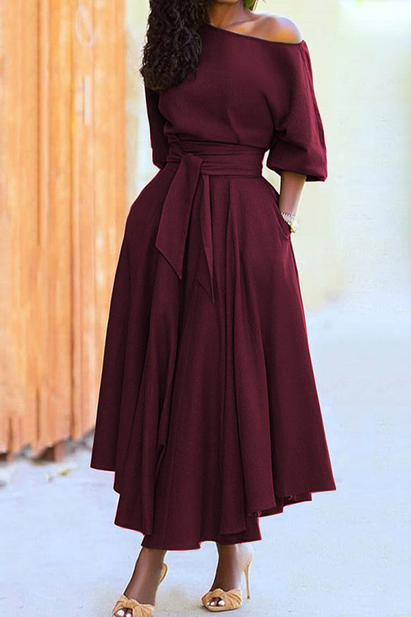 Fashion Oblique Shoulder Strap Dress