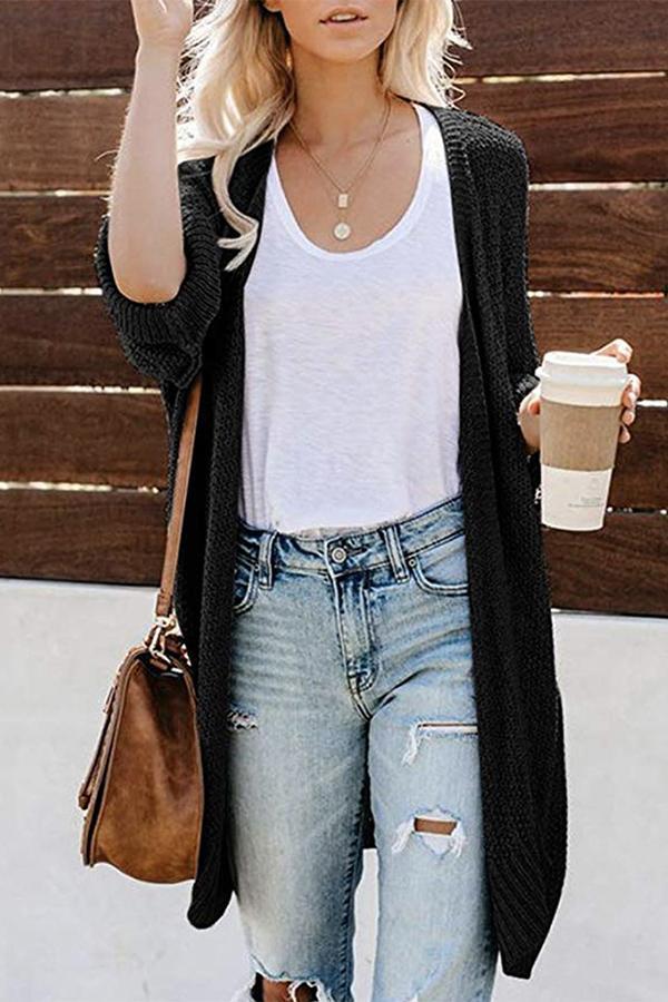Casual Long Sleeve Knit Cardigan