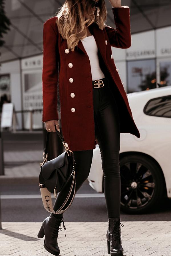 Solid Color Button Down Coat