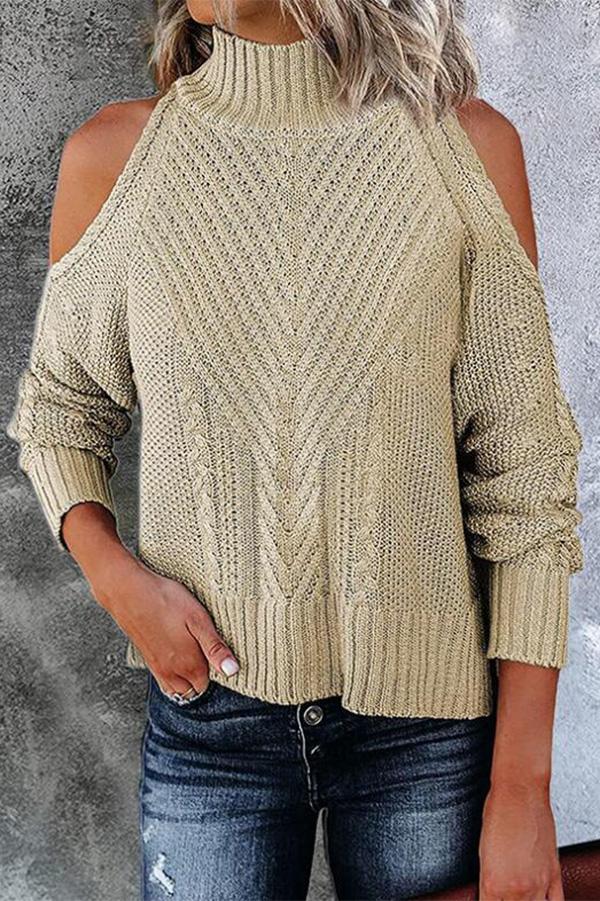High-neck Off-the-shoulder Sweater