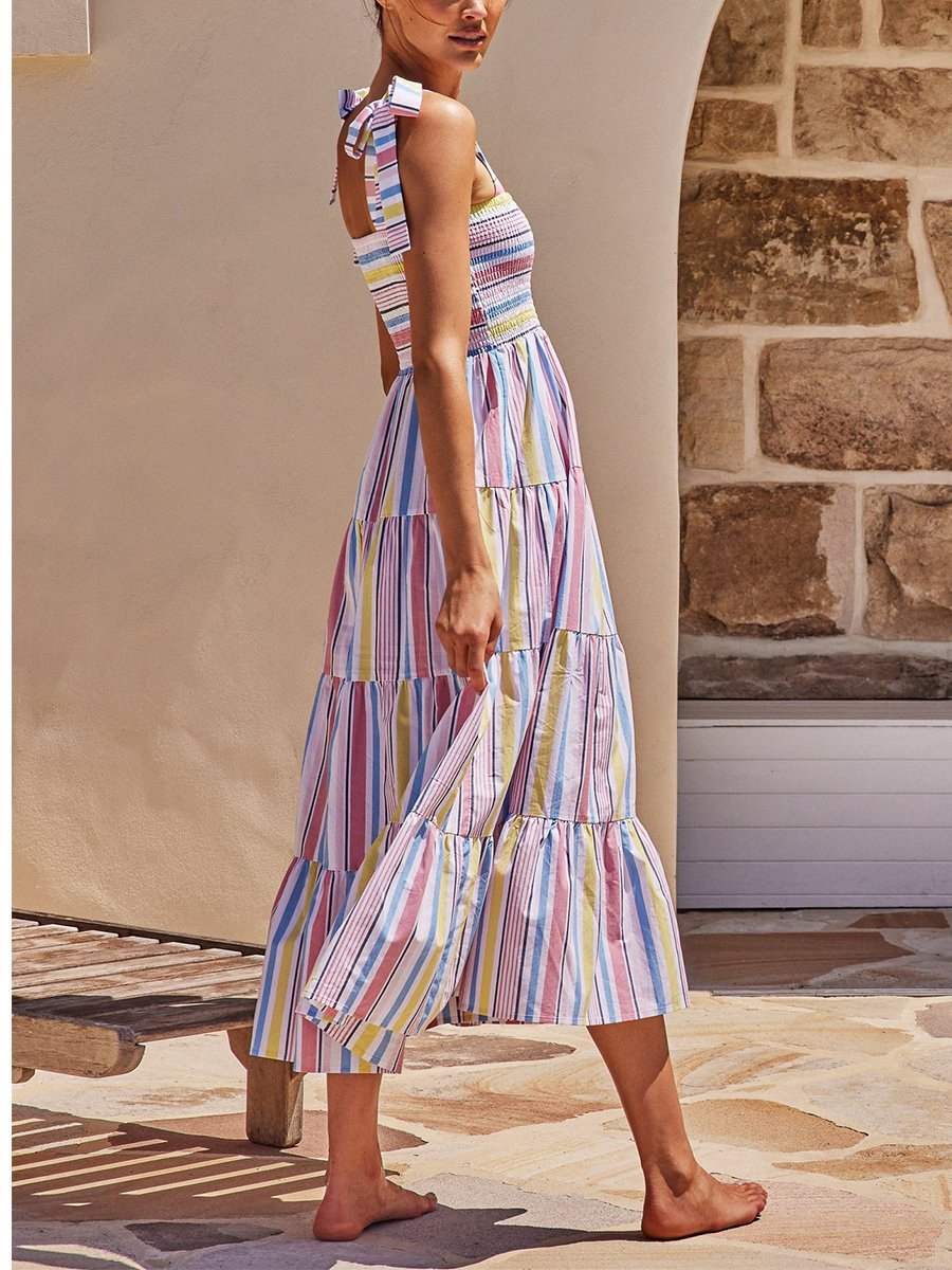 Temperament Fashion Holiday Strap Women's Print Dress