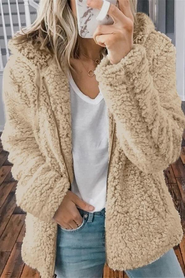 Fluffy Solid Color Baggy Coat