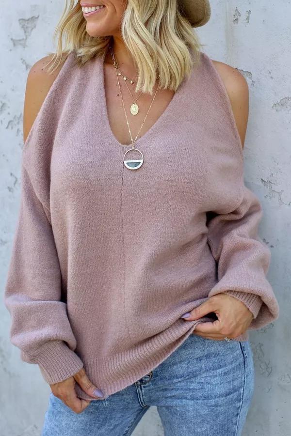 Off-the-shoulder Knitted Sweater