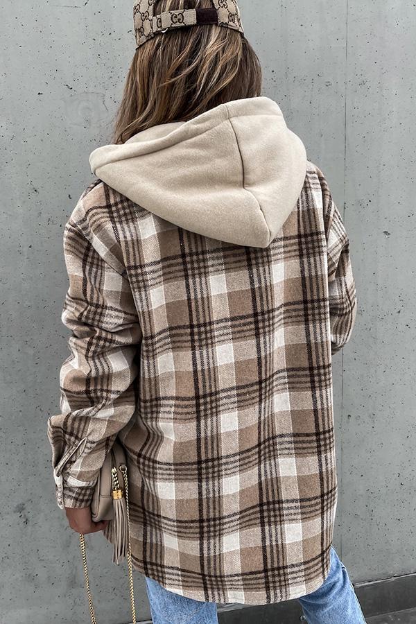 Chic Plaid Hooded Coat