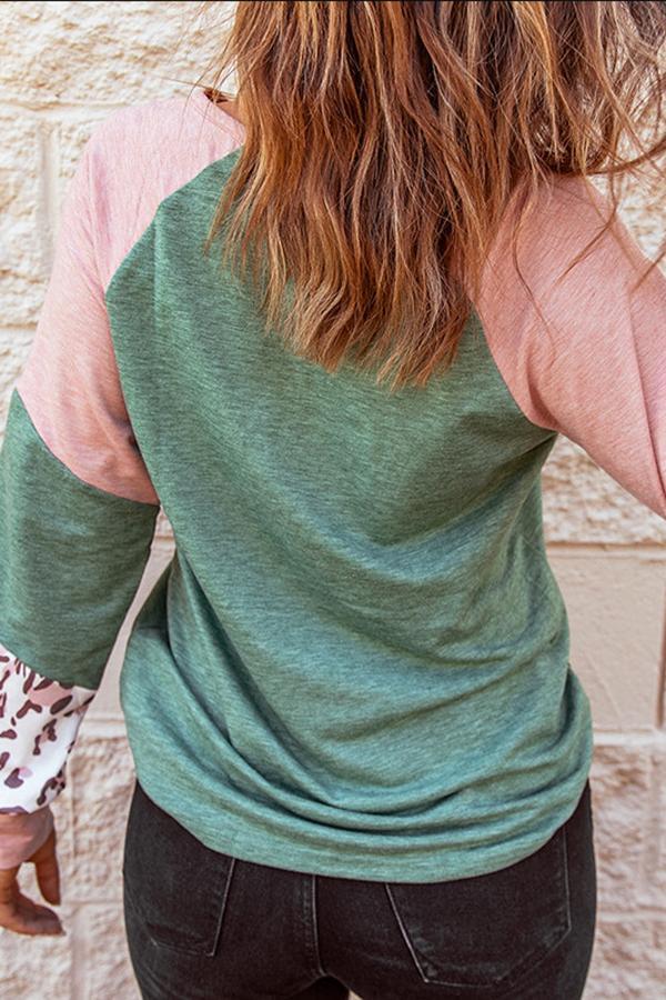 Living My Best Style Leopard Colorblock Tee