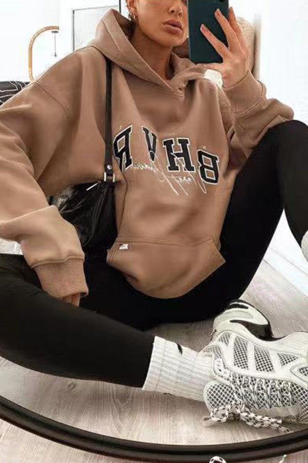 Vintage BHVR Printed Loose Long Sleeve Sweatshirt