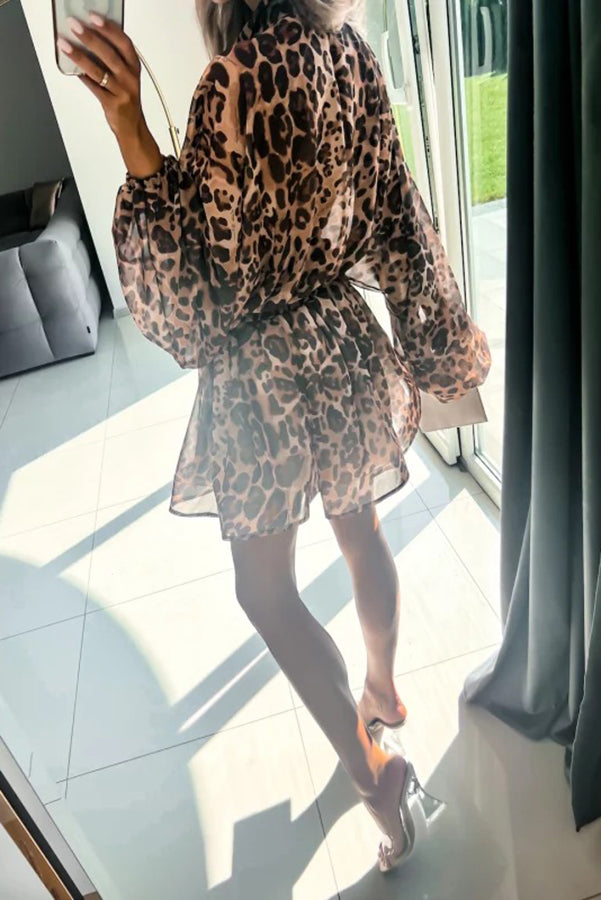 Dynamic Love Printed Puff Sleeve Mini Dress