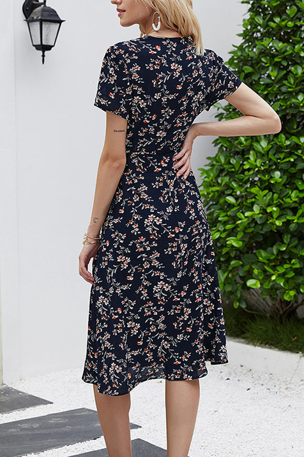 Bandage Slim Chiffon Floral Dress
