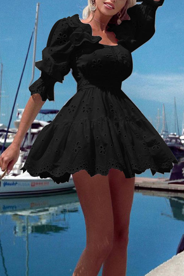 Solid Color Panel Mini Dress