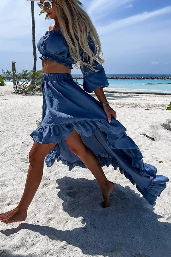 Touch My Soul Off Shoulder High Low Dress Suits