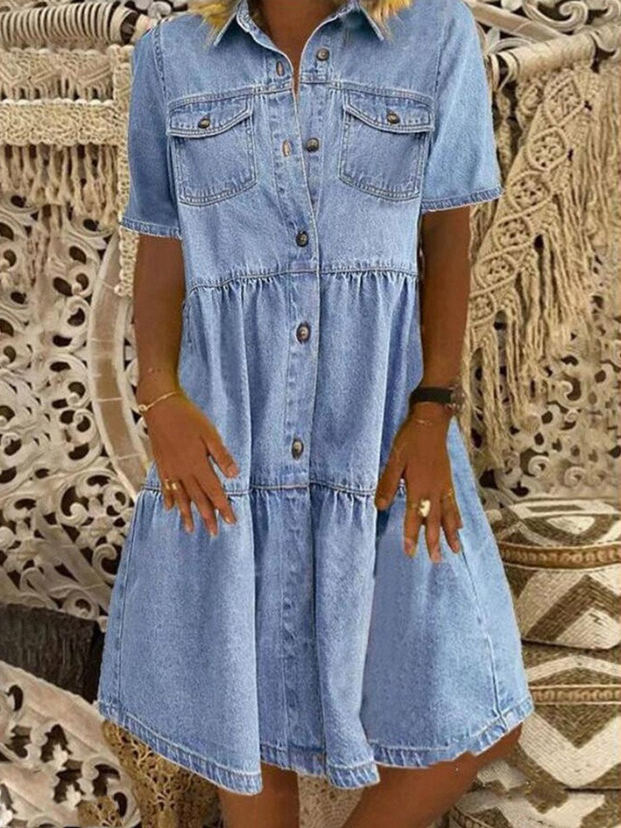 Shirt Collar Solid Dress