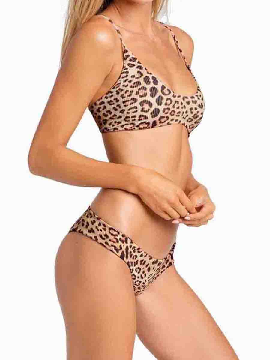 Bandeau Leopard Print Two Pieces Swimsuit