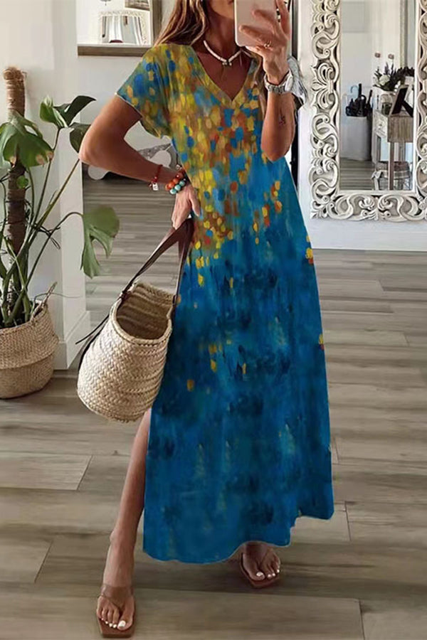Loose Casual Printed Short Sleeve Dress