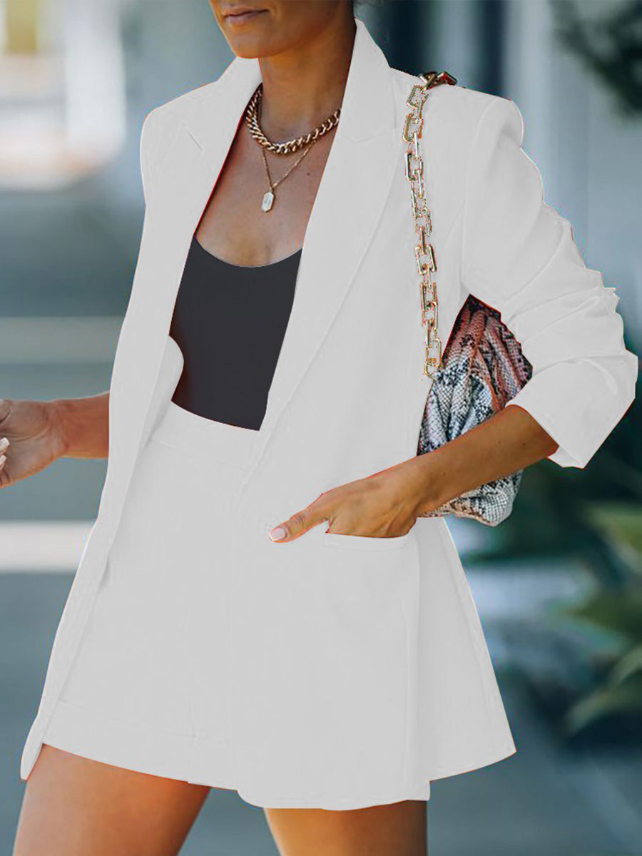 Solid Color Lapel Suit Shorts Suit