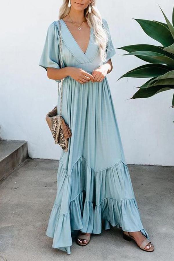 Bohemian Solid Color Long Dress