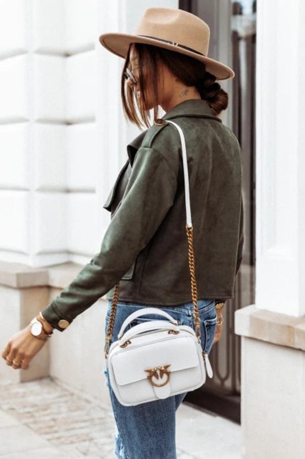 Coated Faux Leather Moto Jacket