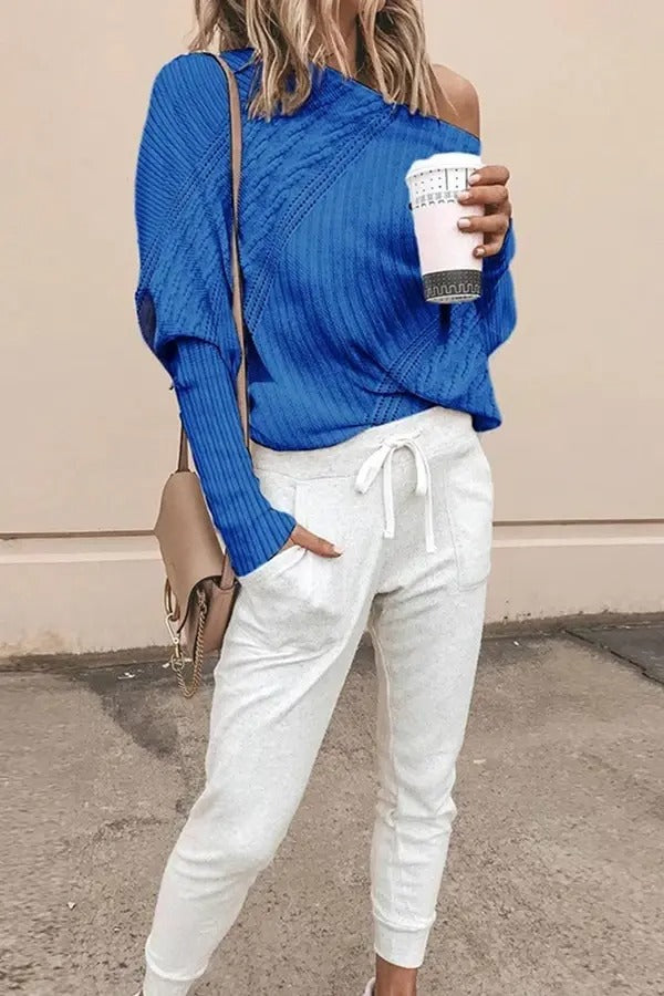 Loose Off-shoulder Knitted Sweater