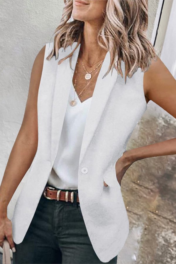 Solid Color Lapel Vest Blazer