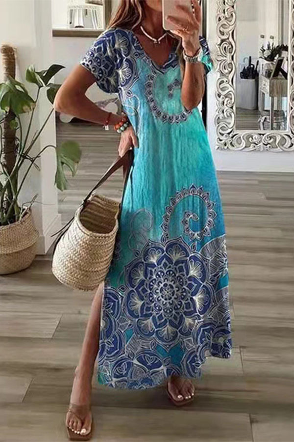 Loose Casual Printed Short Sleeve Dress