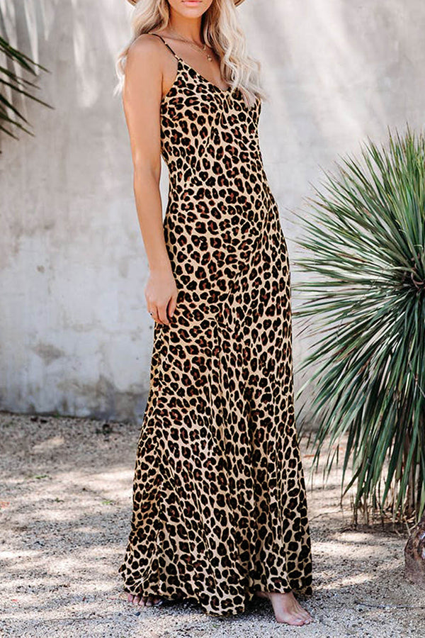 V Neck Leopard Cami Dress
