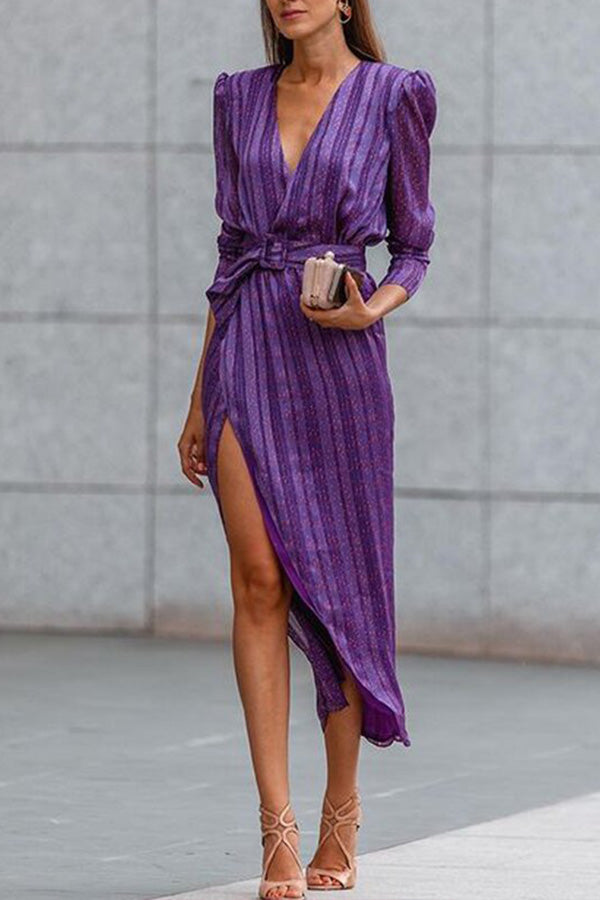Fashion Striped Slit Dress