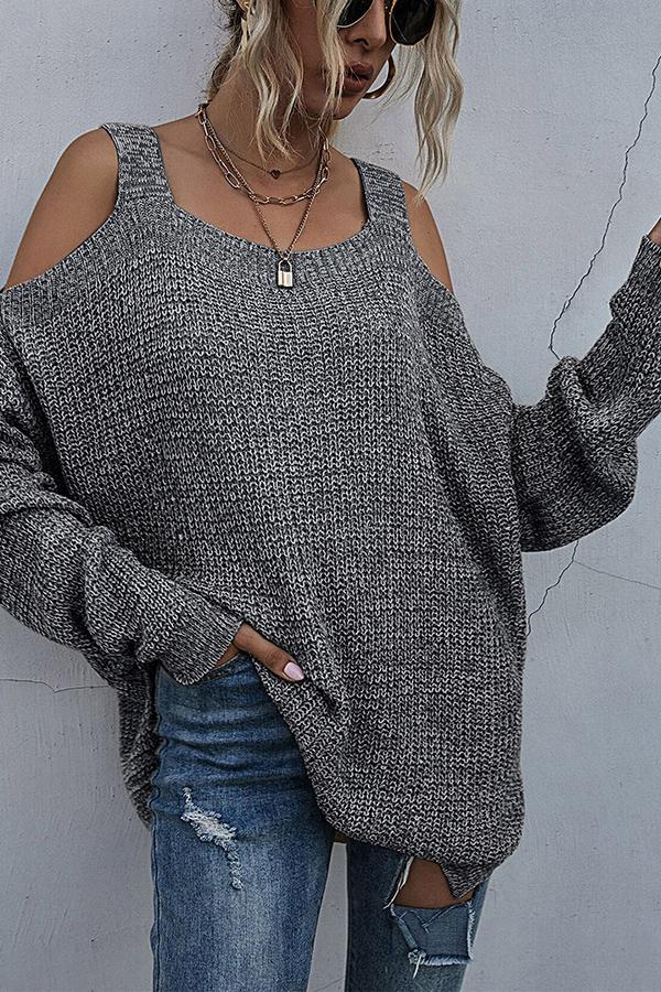 Solid Color Knitted Sling Strapless Base Sweater