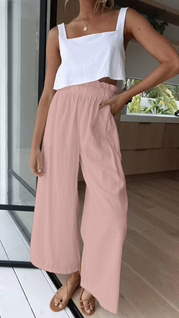 Summer High Waist Wide Leg Pants Loose Long Wide Leg Pants