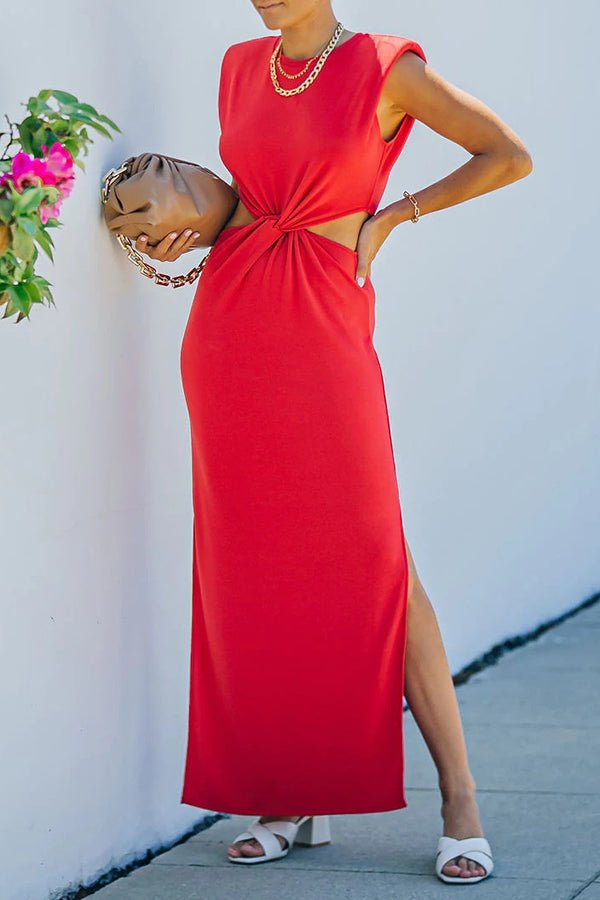 Round Neck Sleeveless Cut-out Simple Casual Dress