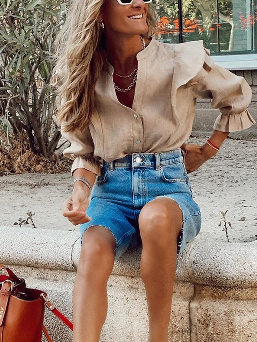 Casual Loose-Fit Denim Bike Shorts