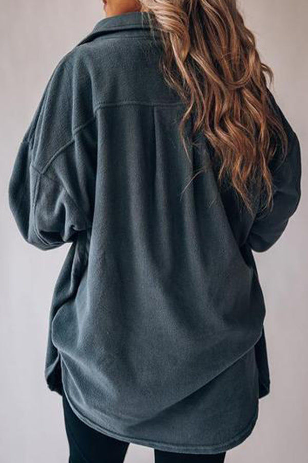 Solid Fleece Wool-Blend Oversize Coat