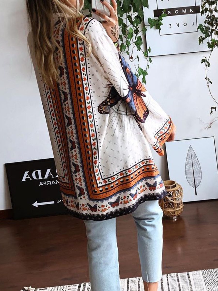 Printed Long Sleeve Waist Down Mini Dress