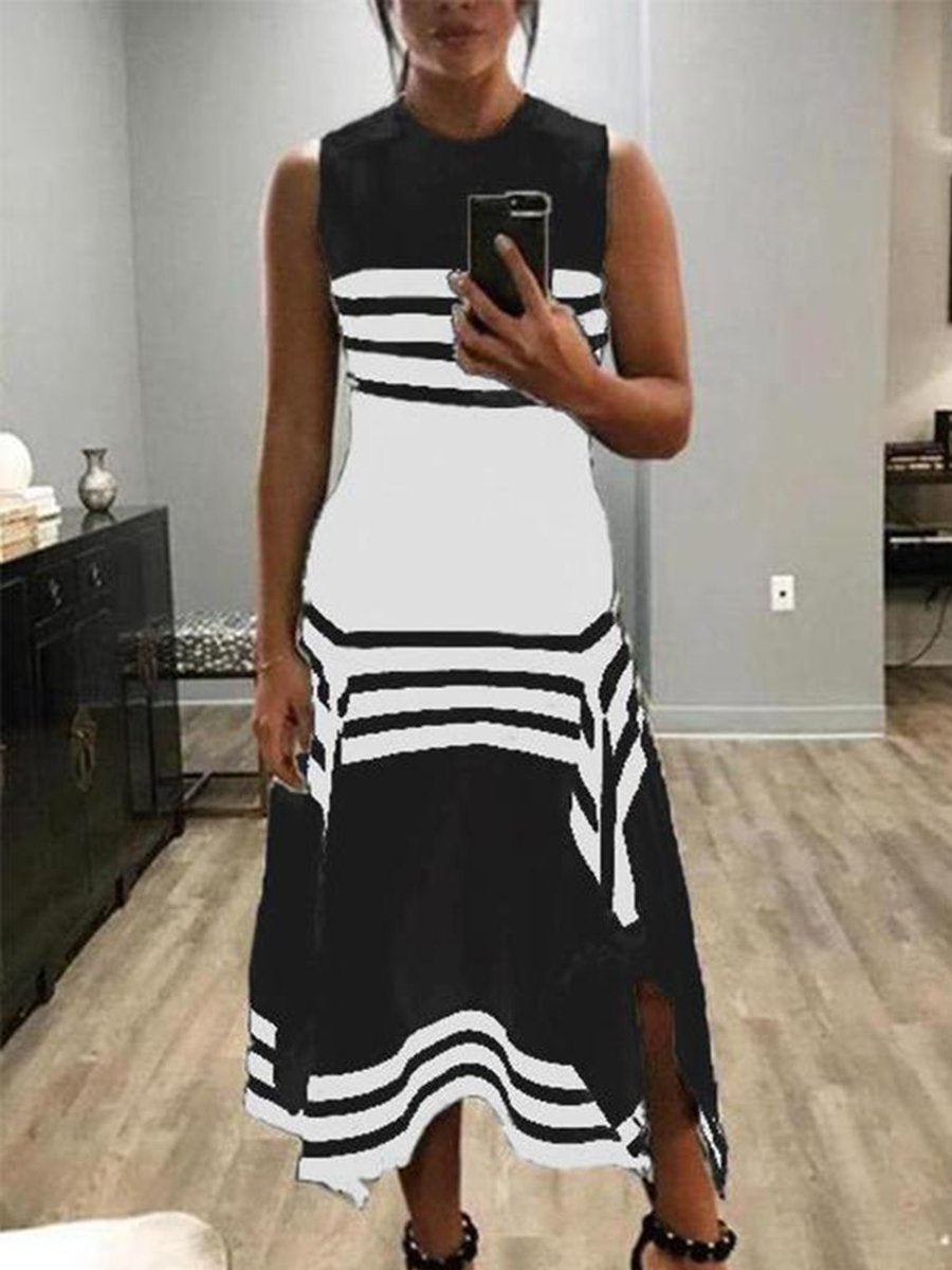 Classic Strip Positioning Cut Dress