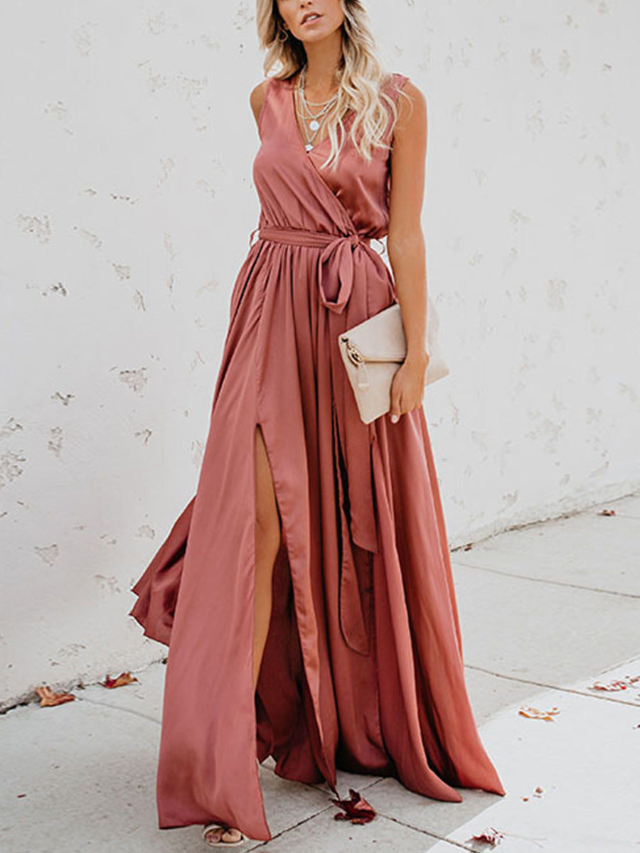 Solid Bohemian Split Dress