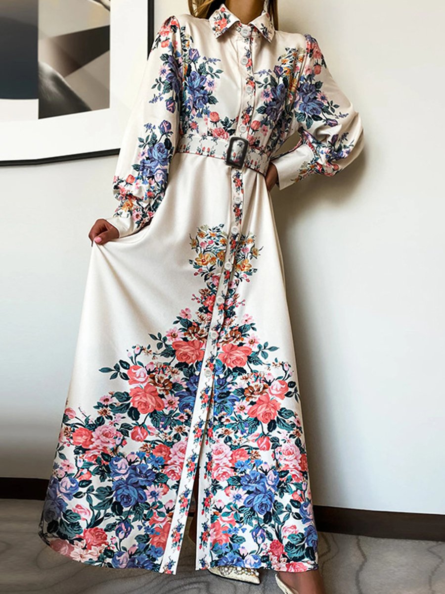 Printed Long Sleeve Dress