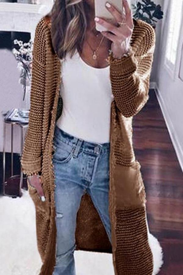 Solid Color Boho Long Sleeve Coat