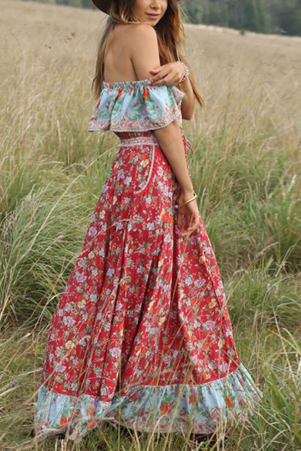Vacation Sexy Off-the-shoulder Printed Dress