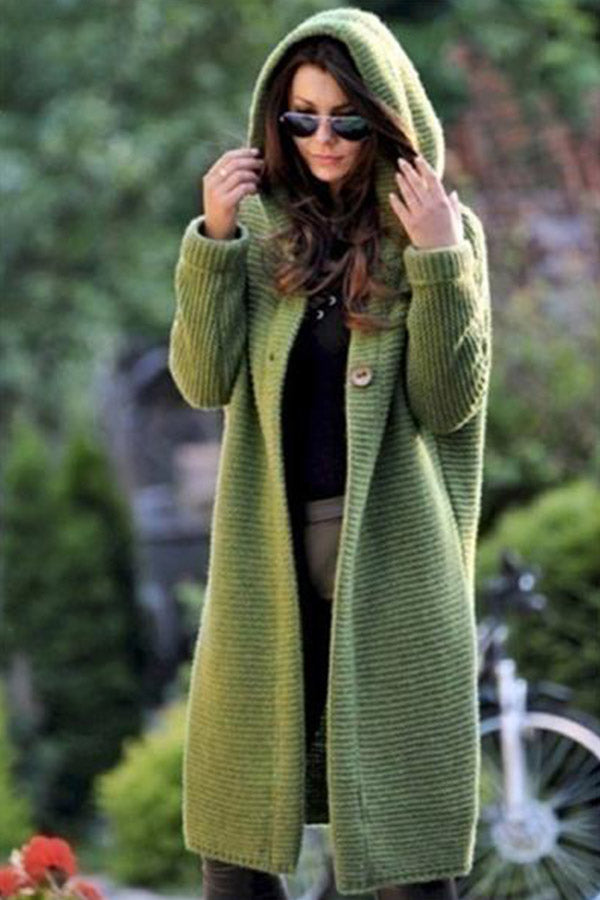 Solid Long Sweater Loose Knitting Cardigan