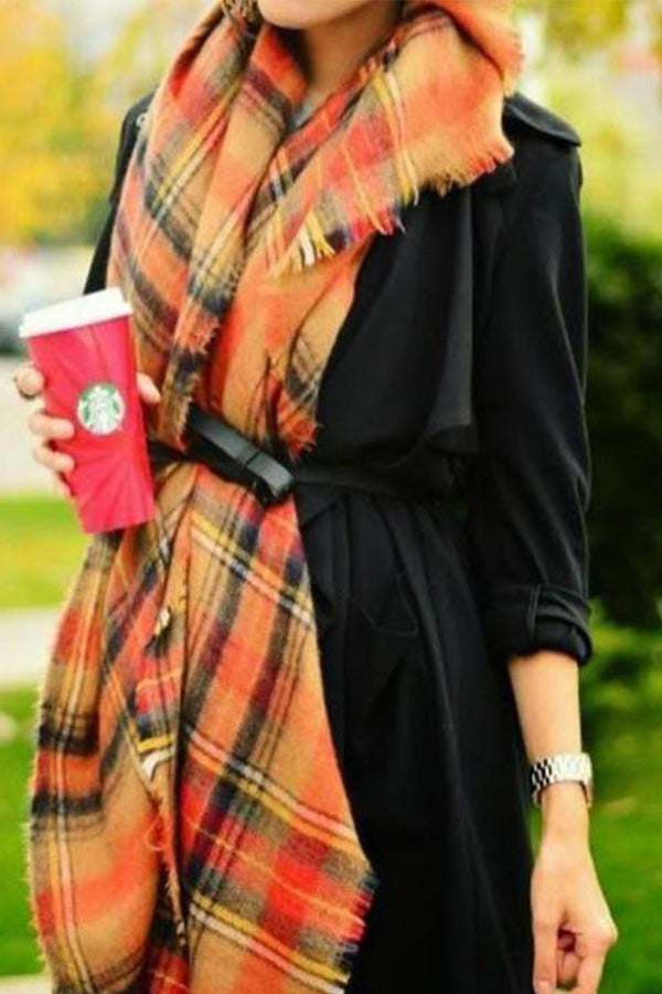 Autumn Leaves Color Soft Long Lattice Large Scarf