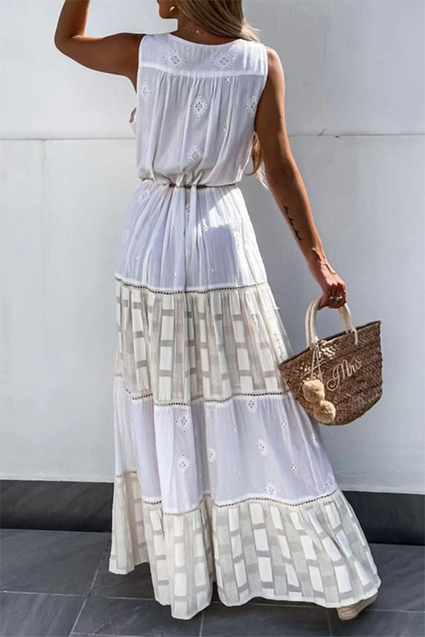 Casual Solid Split Joint V Neck Waist Skirt Dresses