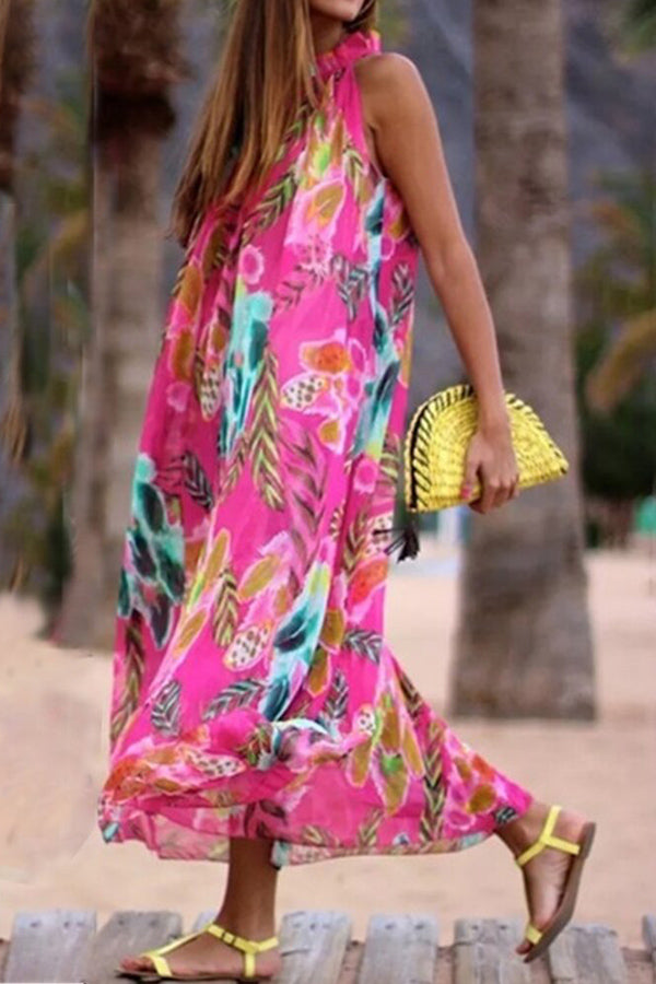 Floral Chiffon Vacation Dress