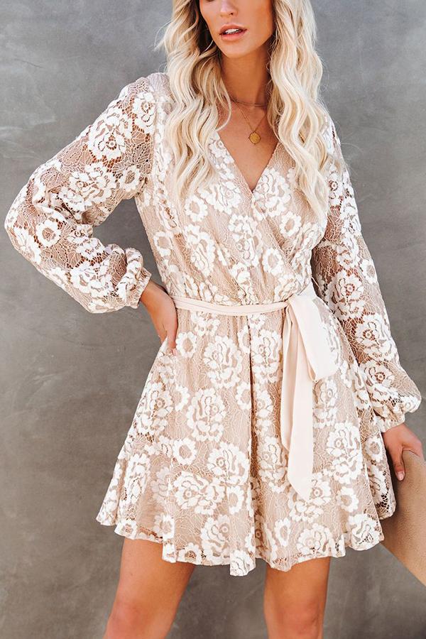 Lace Puff Sleeve Mini Dress